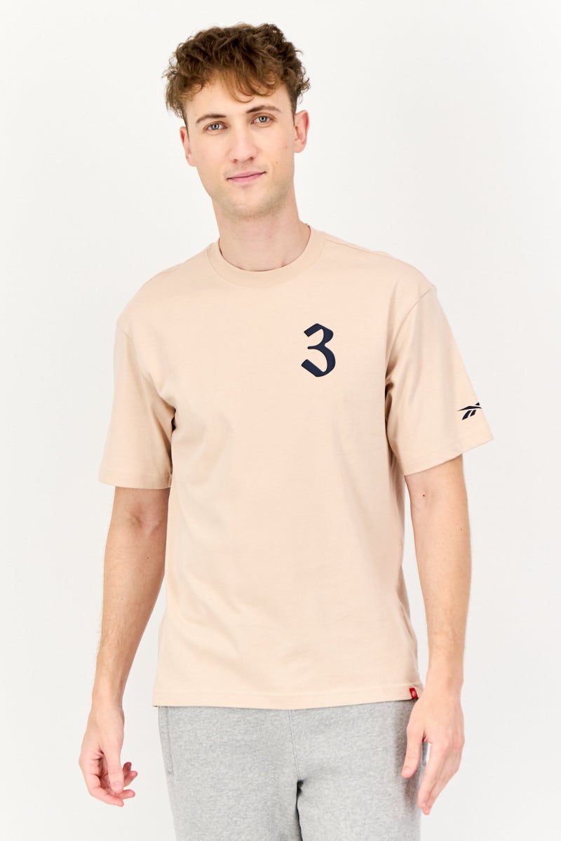 Reebok Men Sportswear Fit Short Sleeves Outdoor T-Shirt, Beige  - Image 1