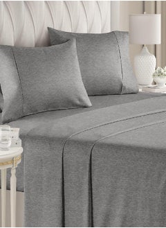King Size Sheet Set - Breathable & Cooling - Hotel Luxury Bed Sheets - Extra Soft - Deep Pockets - Easy Fit - 4 Piece Set - Wrinkle Free - Comfy - Fitted Sheets - Heathered Grey Bed Sheets - 4PC