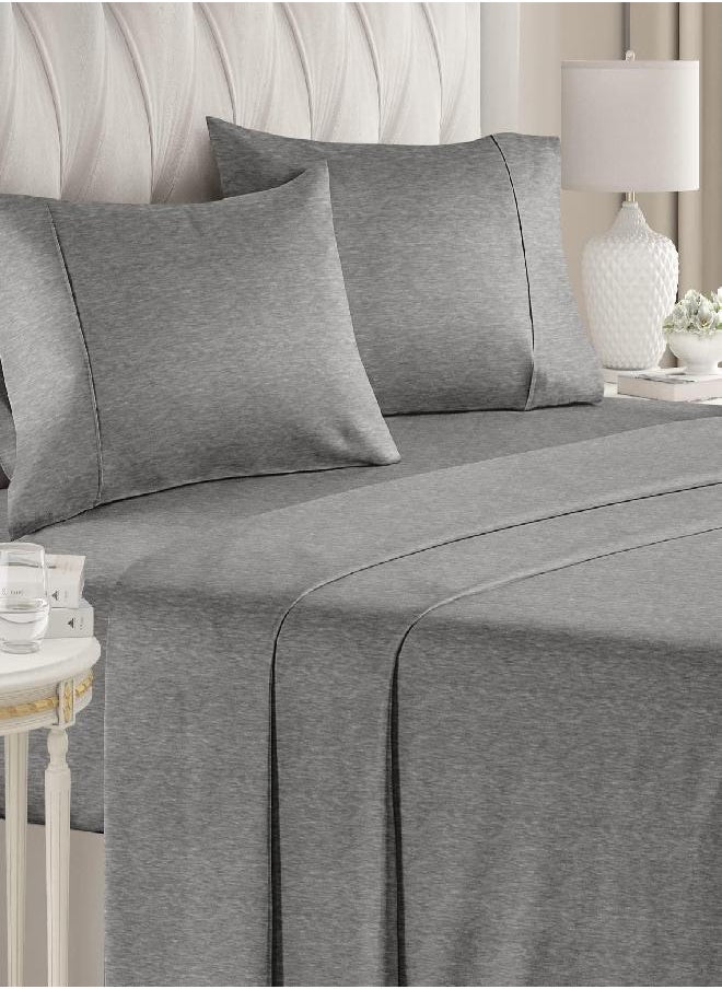 CGK Unlimited - King Size Sheet Set - Breathable & Cooling - Hotel Luxury Bed Sheets - Extra Soft - Deep Pockets - Easy Fit - 4 Piece Set - Wrinkle Free - Comfy - Fitted Sheets - Heathered Grey Bed Sheets - 4PC - Image 1