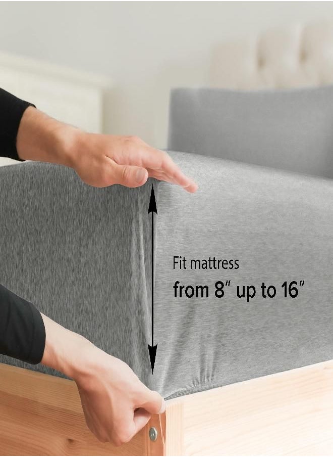 CGK Unlimited - King Size Sheet Set - Breathable & Cooling - Hotel Luxury Bed Sheets - Extra Soft - Deep Pockets - Easy Fit - 4 Piece Set - Wrinkle Free - Comfy - Fitted Sheets - Heathered Grey Bed Sheets - 4PC - Image 1