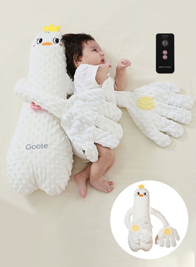 Electric Baby Soothing Palm with Remote Control, Anti-Startle Toddler Sleep Pillow with Cute Goose Design for Newborns, White - Image 1