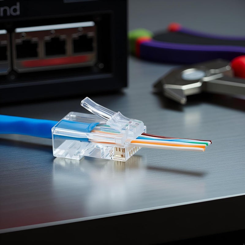 SETH ENTERPRISES CAT6 RJ45 Pass Through Transparent Connectors (200pcs pack) - Image 1