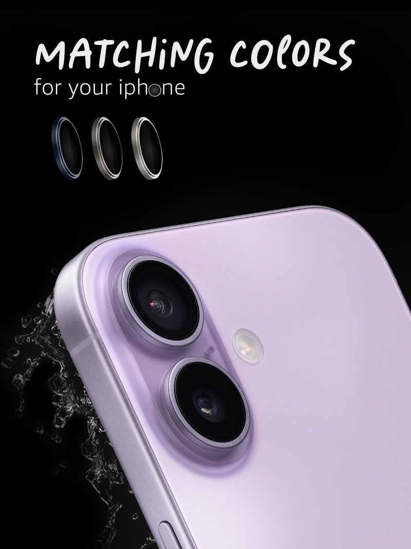 Lensarmor Compatible with iPhone 17 Camera Lens Protector Lavender (2-Pack) – 9H Tempered Glass, Military-Grade Anti-Scratch, Case-Friendly, Easy Install Frame - Image 3