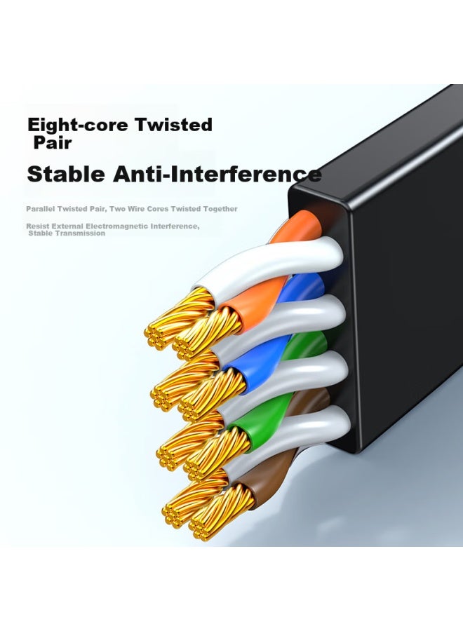 Shengwei Cat6 Ethernet Cable, Gigabit Network Connection Cable, Computer Broadband Home Surveillance Unshielded Flat Patch Cord Finished Network Cable, Black 20 Meters Hlc6200g - Image 2