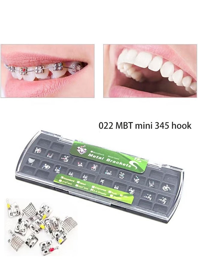 Generic 20 Pieces Orthodontic Brackets for Teeth, Mini Straight Wire Brackets, Metal Brackets, 022 MBT Mini 345 with Hook, Slot Glueable  - Image 1