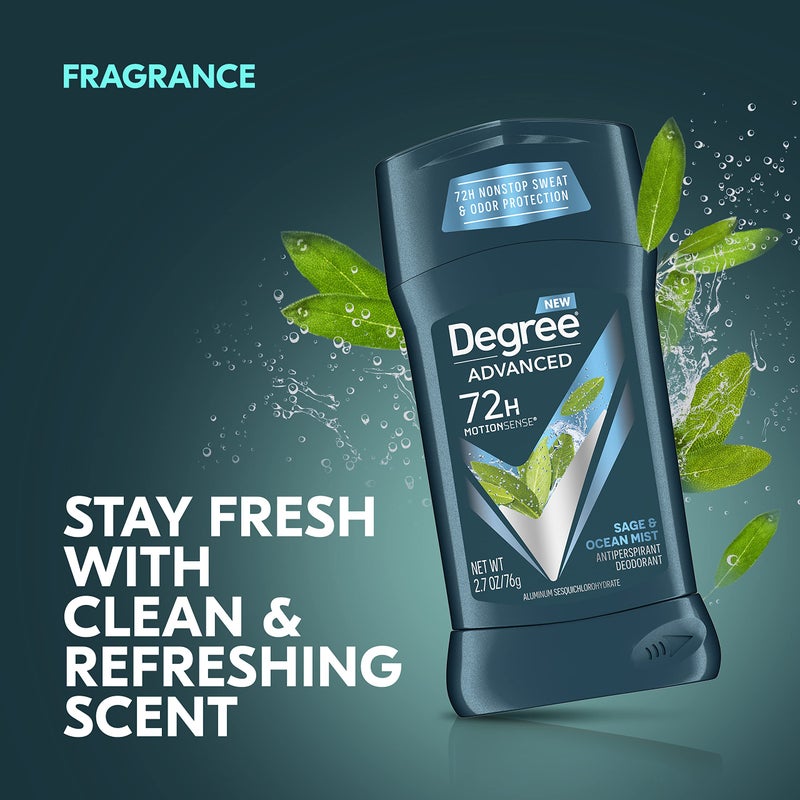 Degree Men Advanced Antiperspirant Deodorant 72-Hour Sweat and Odor Protection Sage and Ocean Mist Deodorant for Men with Motionsense Technology 2.7 oz 4 Count - Image 3