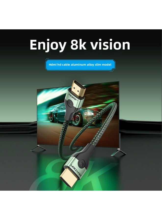 Weixun ALO Series HDMI-A Male-to-Male 8K HD Slim Line Aluminum Alloy Cotton Mesh Woven Green 1-3 M-Color:Green-Line Length:1m