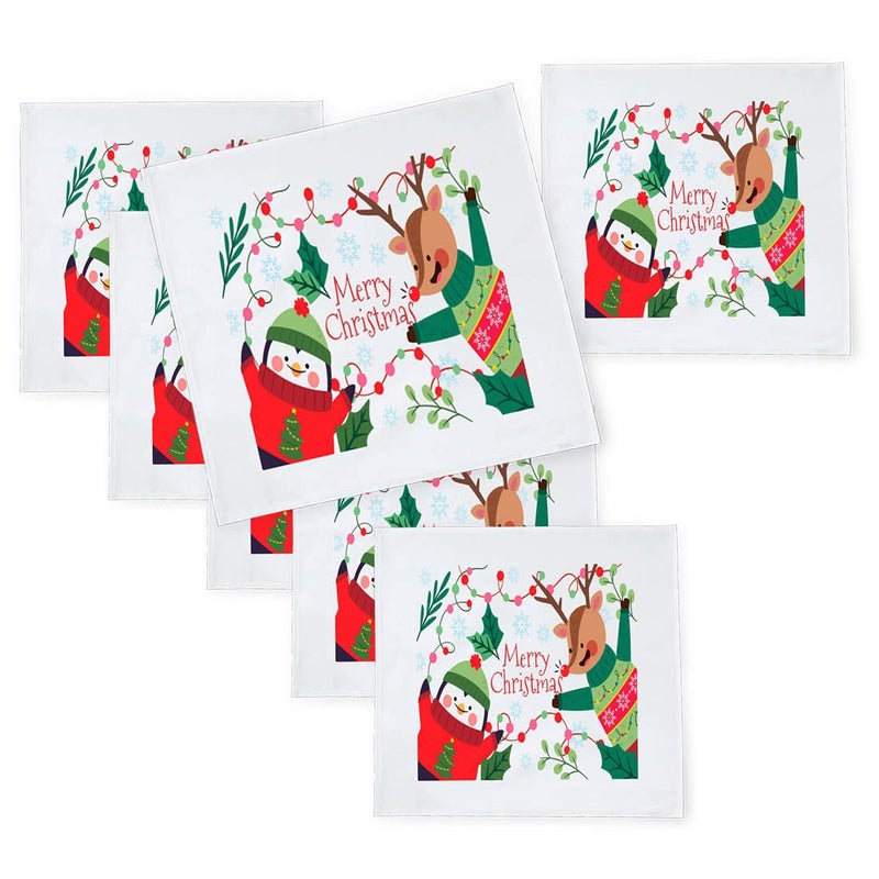 Khakee مناديل طاولة حرير بموضوع عيد الميلاد 6 قطع 10x10 لتزيين عيد الميلاد زينة عيد الميلاد هدية عيد الميلاد xmas21414 - Image 1