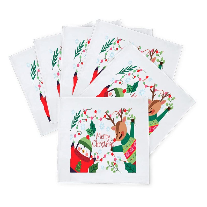 Khakee مناديل طاولة حرير بموضوع عيد الميلاد 6 قطع 10x10 لتزيين عيد الميلاد زينة عيد الميلاد هدية عيد الميلاد xmas21414 - Image 2