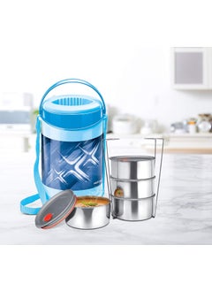 Milton MILTON Econa Deluxe 4 Stainless Steel Containers with Steam Vent 260 ml Each, PU Insulated, Hot & Cold Leak-Proof Lunch Box for Office, College, Picnic, Blue  - Image 3