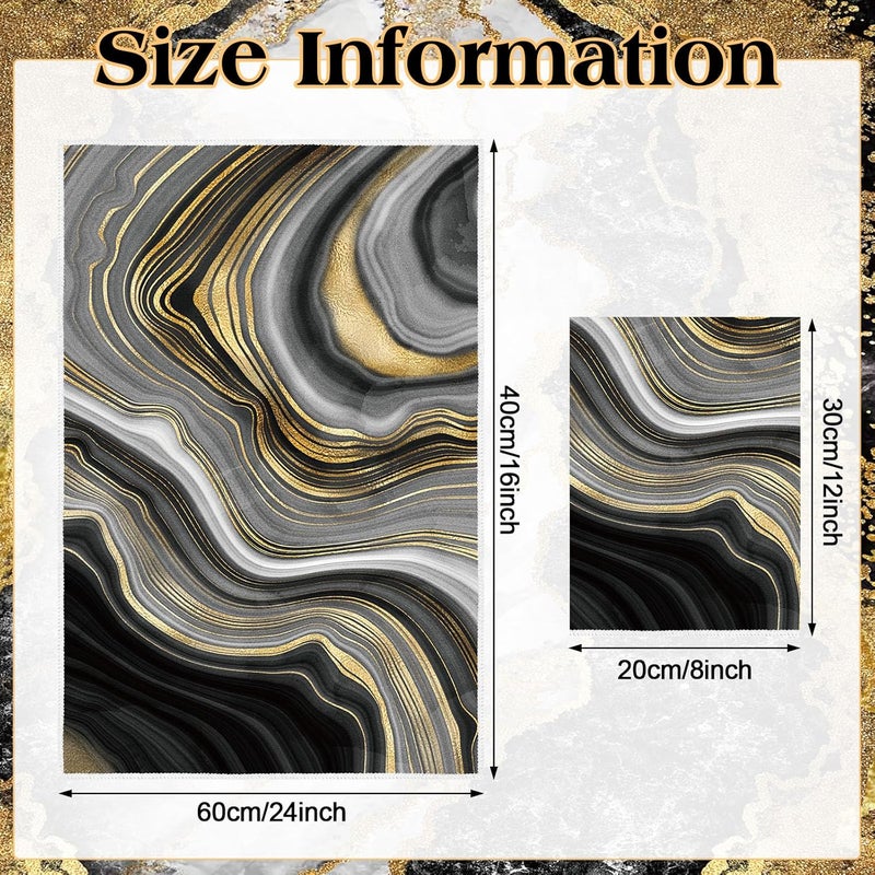 Boyiee Set of 6 Marble Kitchen Towels Gold Black Marble Tea Dish Towels 24 x 16 Inches Modern Absorbent Hand Washcloths Housewarming Gifts for Farmhouse Kitchen Bathroom Decorations - Image 4