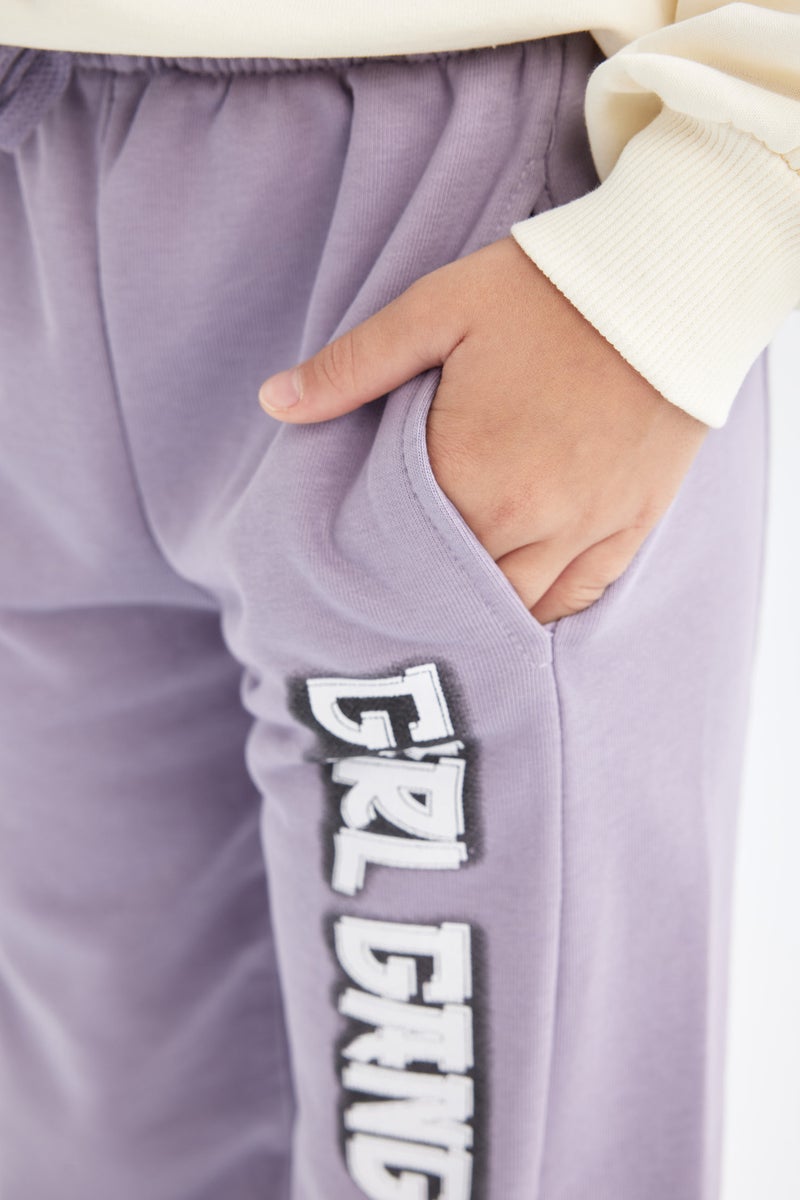DeFacto Purple Girl Girl Printed Jogger Sweatpants Casual - Image 4