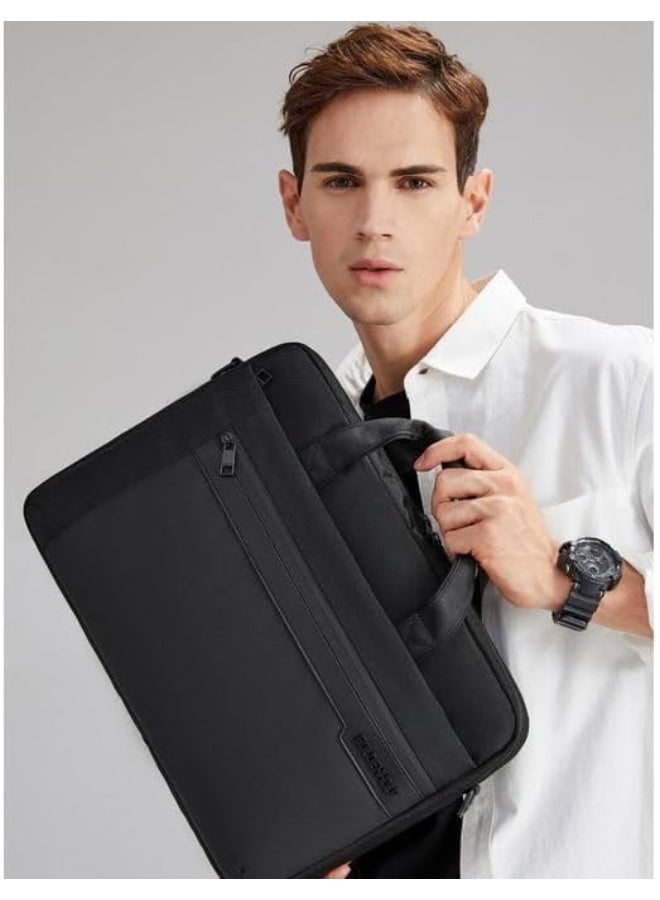 Golden Wolf GW0012 Black Slim Laptop Briefcase for Men & Women | Water-Resistant Business Bag with Leather-Trim Handles | Fits up to 15.6-inch - Image 3