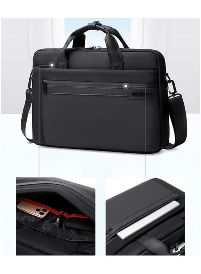 Golden Wolf GW0012 Black Slim Laptop Briefcase for Men & Women | Water-Resistant Business Bag with Leather-Trim Handles | Fits up to 15.6-inch - Image 5