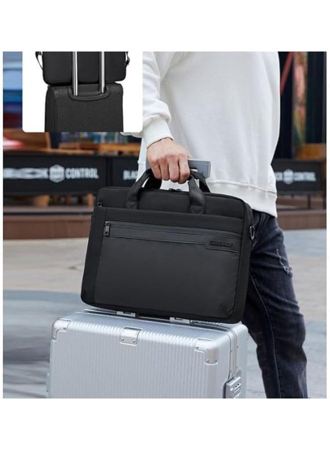 Golden Wolf GW0012 Black Slim Laptop Briefcase for Men & Women | Water-Resistant Business Bag with Leather-Trim Handles | Fits up to 15.6-inch - Image 4