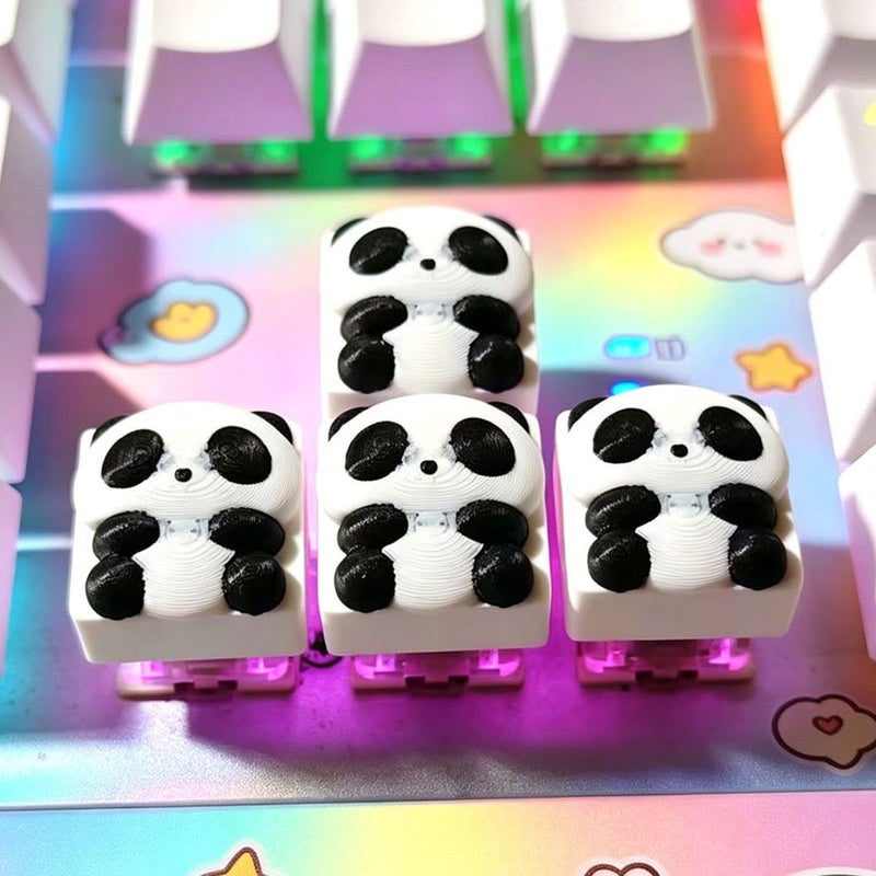 3D Printed White Panda Keycaps 4 Pack Mechanical Keyboard Decorative Lovely - Image 3