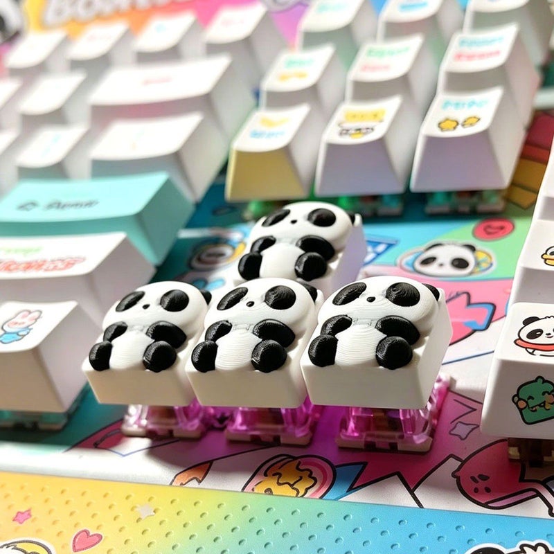 3D Printed White Panda Keycaps 4 Pack Mechanical Keyboard Decorative Lovely - Image 4