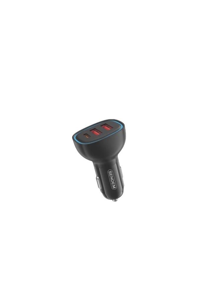 Sendem D12 PD45W Fast Car Charger – Dual USB + 3 Type-C Ports - Image 1