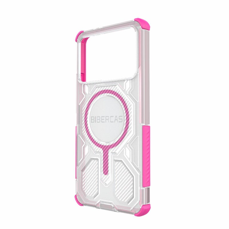 BIBERCAS For Redmi K70 Transparent Color Series Magsafe Air Bag Shockproof Phone Case(Pink) - Image 3