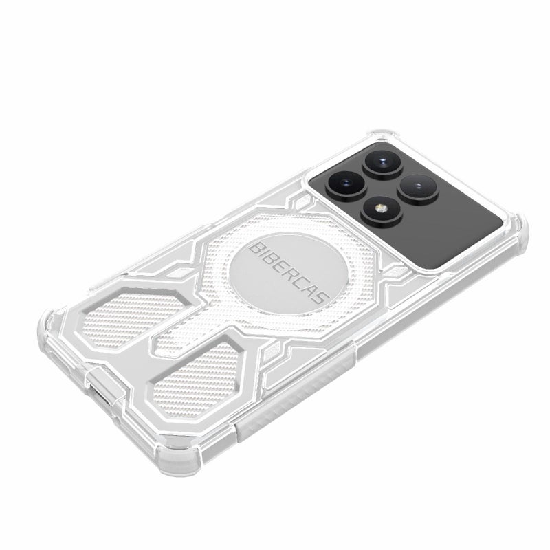 BIBERCAS For Redmi K70 Transparent Color Series Magsafe Air Bag Shockproof Phone Case(Pink) - Image 4