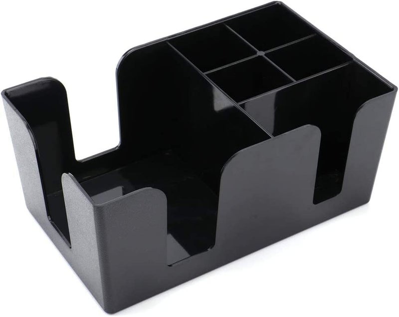 ZOOV Caddy Organizer with 6 Compartment of Napkin Holder Straw Holder Black - Image 1