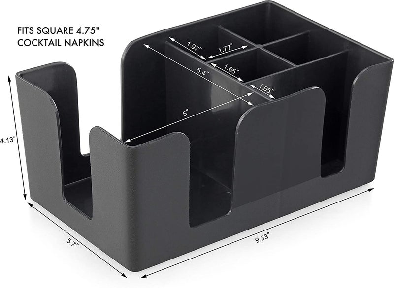 ZOOV Caddy Organizer with 6 Compartment of Napkin Holder Straw Holder Black - Image 3