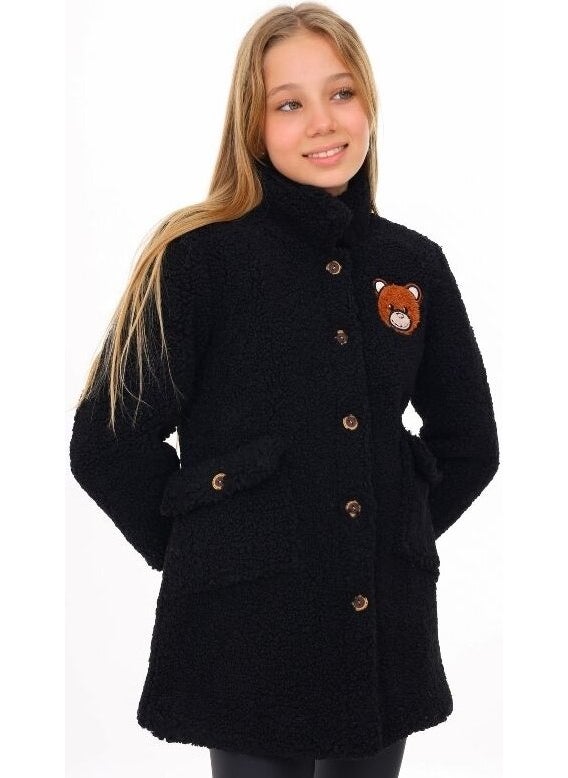 Tiny Tots Kids Teddy Bear Embroidered Girls Plush Coat - Jacket  - Image 1