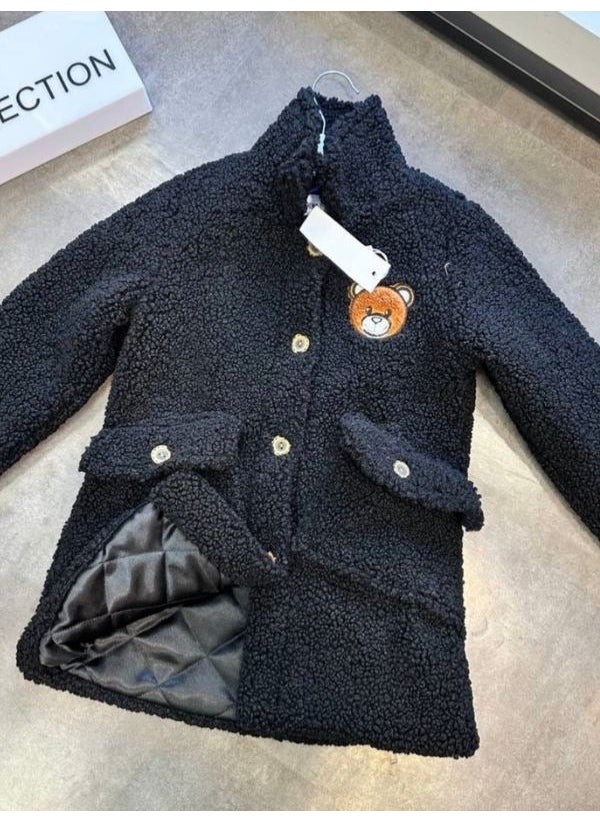 Tiny Tots Kids Teddy Bear Embroidered Girls Plush Coat - Jacket  - Image 4