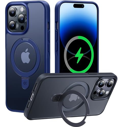 CASEKOO Designed Case for 14 Pro Max with Magnetic Invisible Stand [Military Drop Protection] [Compatible with MagSafe] Shockproof Slim Translucent Matte Promax Case 6.7 Inch, Blue - Image 1
