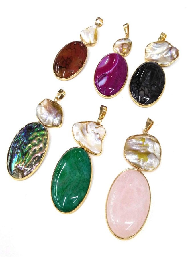 LE SKY natural stone pendants irregular freshwater pearl and yellow agate pendants for jewelry making 31x76mm (2 Pcs). - Image 2
