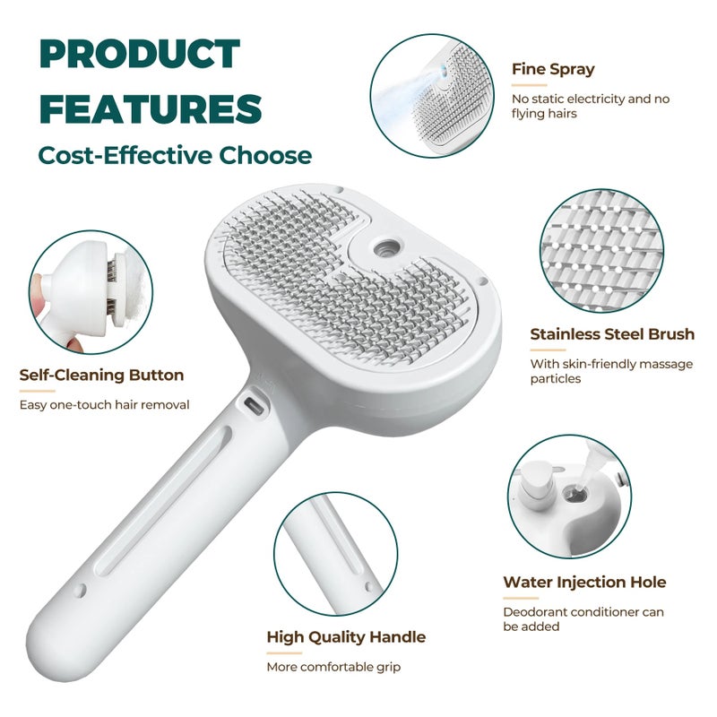 Bluejw Self Cleaning Cat & Dog Brush for Shedding - Static-Free Pet Grooming Brush - Removes Loose Hair & Prevents Flying Hair - Great for All Hair Types - Image 3