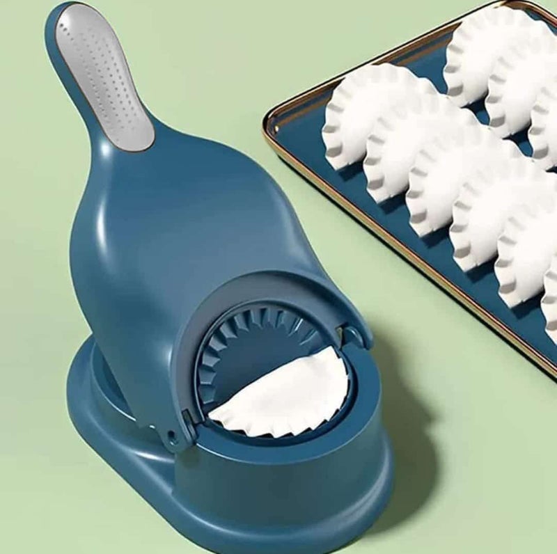 GinoSet® Momos Maker Machine, Dumpling Skin Press Mould for Gujiya Ghughra Momos Making, 2 in 1 Dumpling Maker Mould Machine, Kitchen Dumpling Making Tool with Dumpling Puri Maker (Blue Color) - Image 1