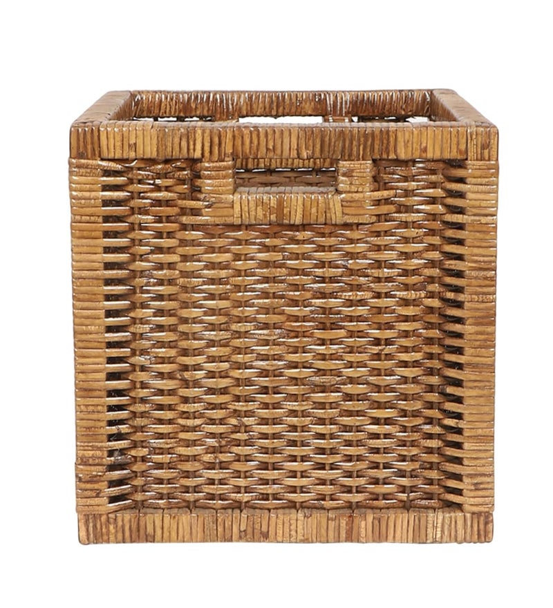 AKWAY Wicker wardrobe basket for storage, cloths, newspapers, photos, toys, plants or other memorabilia (Brown, 12.5W x 13.5L x 12.5H) - Image 1