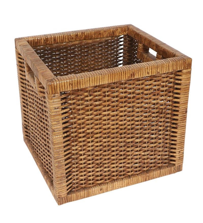 AKWAY Wicker wardrobe basket for storage, cloths, newspapers, photos, toys, plants or other memorabilia (Brown, 12.5W x 13.5L x 12.5H) - Image 2
