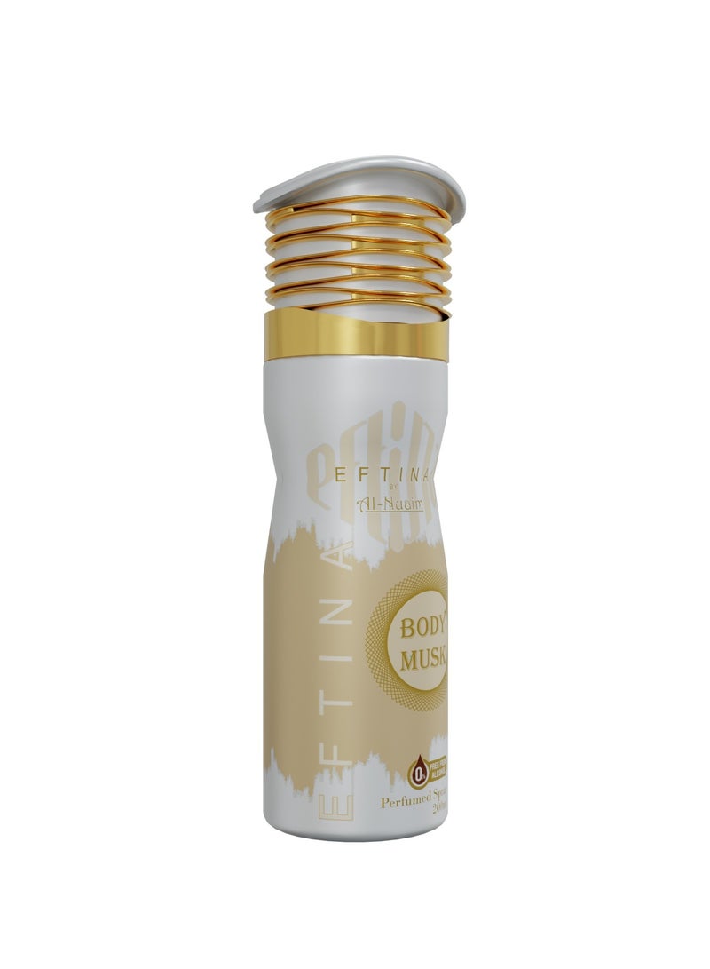 أل نواعم مزيل العرق Al-Nuaim Body Musk الخالي من الكحول للرجال والنساء - عبوة من 4 قطع (200 مل لكل منها) | بخاخ للجسم يدوم طويلاً - Image 5