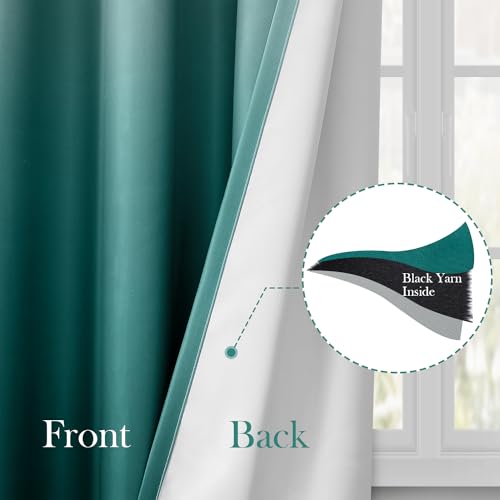 HOMEIDEAS Teal Ombre Blackout Curtains 52 X 84 Inch Length Gradient Room Darkening Thermal Insulated Energy Saving Grommet 2 Panels Window Drapes for Living Room, Bedroom - Image 4