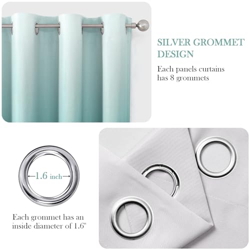 HOMEIDEAS Teal Ombre Blackout Curtains 52 X 84 Inch Length Gradient Room Darkening Thermal Insulated Energy Saving Grommet 2 Panels Window Drapes for Living Room, Bedroom - Image 5