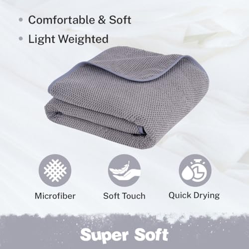 Fezora® Microfiber Contler Towels for Bath | Towels for Bath Large Size Bath Towel - Soft & Absorbent | 320 GSM | 1 Piece Bath Towel for Men/Women | 70 cms x 140 cms (Grey) - Image 4