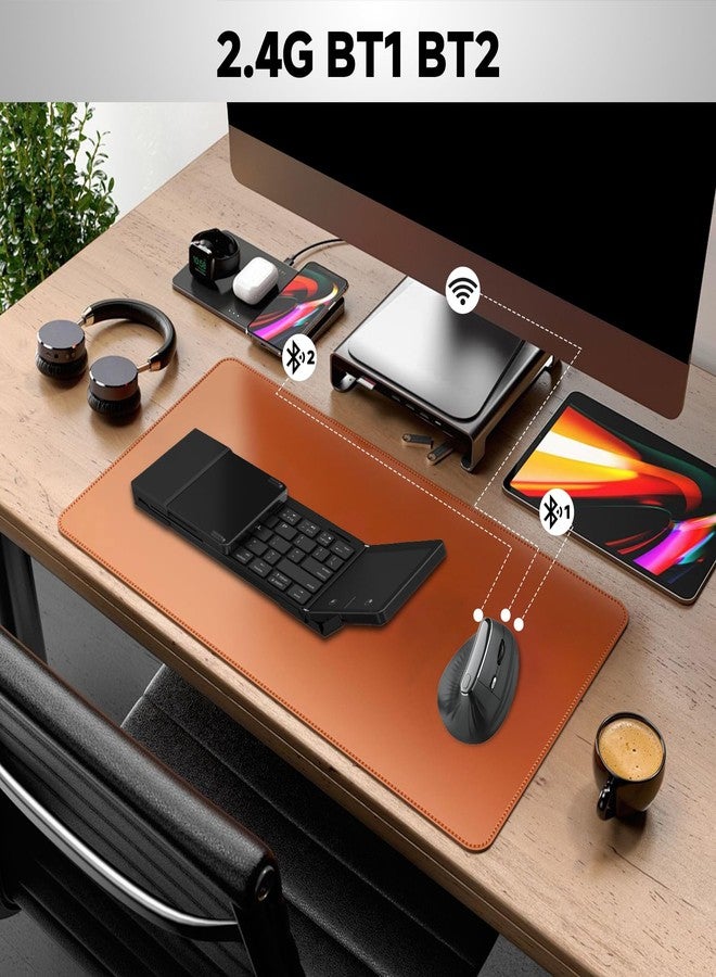 Eelexa Wireless Ergonomic Vertical Mouse: 2.4G Bluetooth Dual Mode Optical Computer Mice Compatible with Windows and MAC OS - Image 3