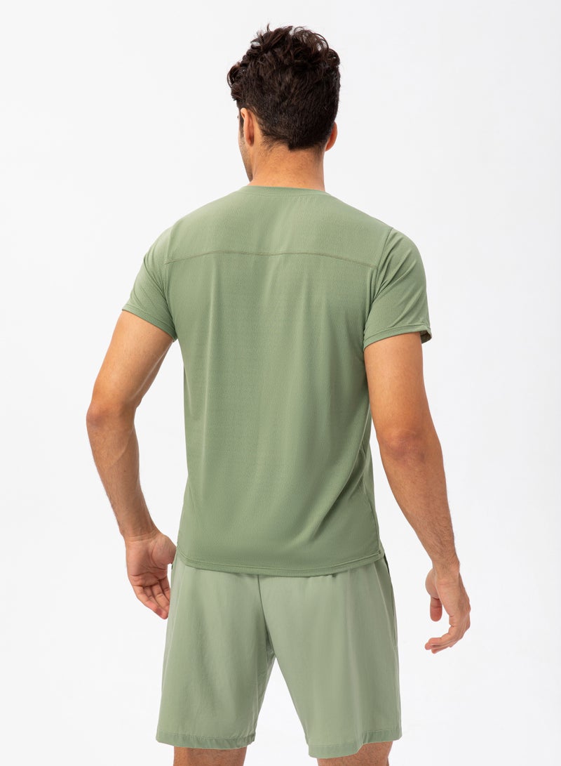 Men Quick Dry Breathable Elastic T-Shirt Green - Image 2