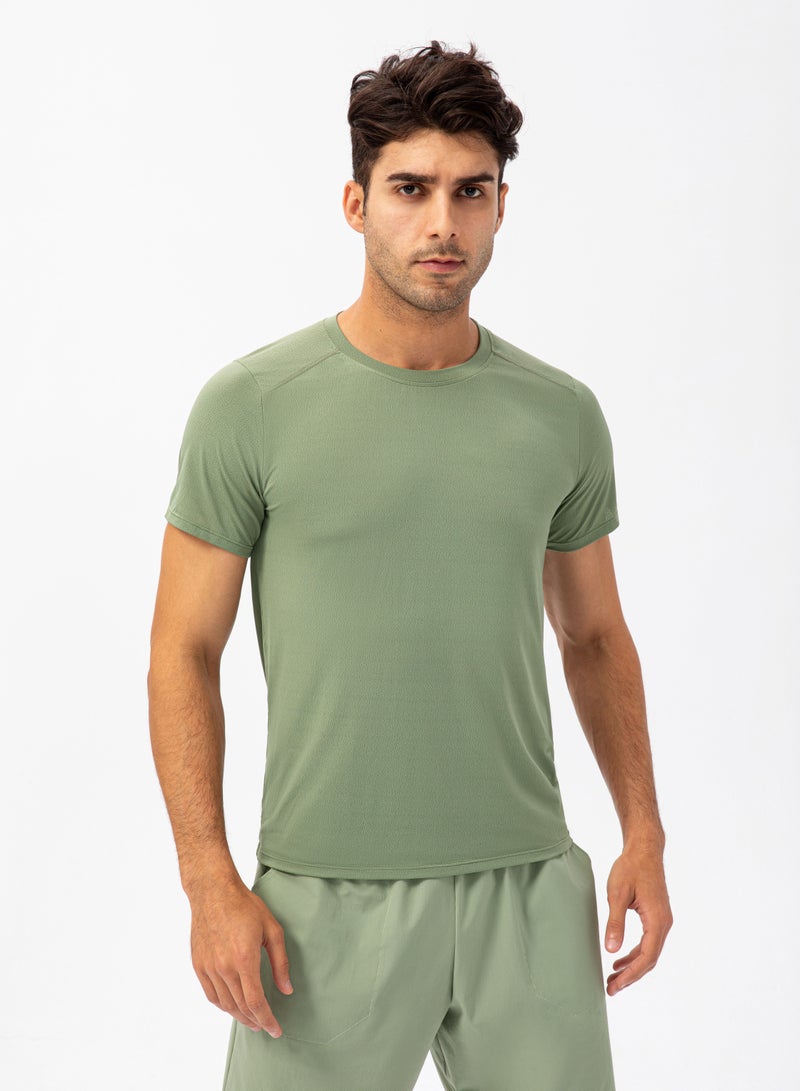 Men Quick Dry Breathable Elastic T-Shirt Green - Image 1