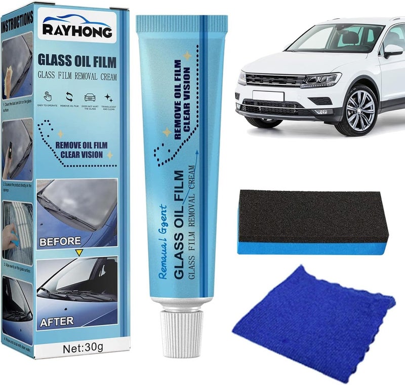 woobles Car Glass Oil Film Cleaner, Car Cleaner Glass Oil Film Remover Windshields Cleaning Liquid, Universal Car Glass Polishing Degreaser Cleaner Oil Film Clean Polish Paste (1Pcs) 1pcs - Image 1