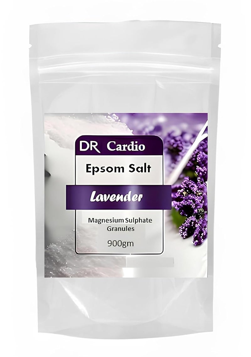 Dr Cardio Epsom Bath Salt for Foot and Body Pain Relief Muscle Pain Stress Relief 900gm Lavender - Image 1