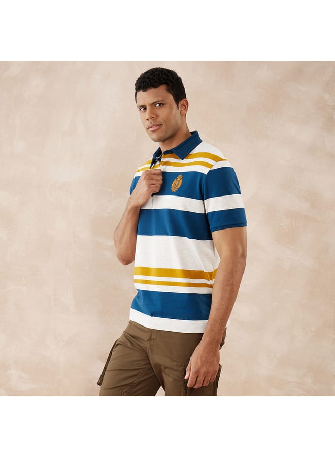 fahrenheit Fahrenheit Striped Polo T-shirt with Short Sleeves  - Image 3
