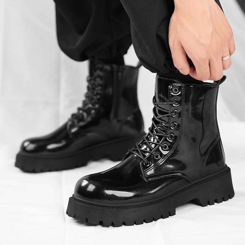 Autum Style Versatile Martin Shoes For Men And Women, Couples High-Top Leather Shoes, Lace-Up Youth Leather Shoes - Image 3