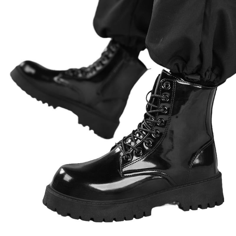 Autum Style Versatile Martin Shoes For Men And Women, Couples High-Top Leather Shoes, Lace-Up Youth Leather Shoes - Image 4