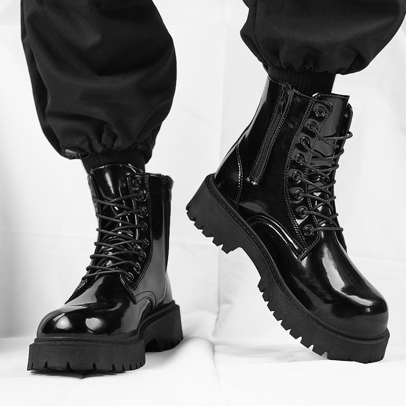 Autum Style Versatile Martin Shoes For Men And Women, Couples High-Top Leather Shoes, Lace-Up Youth Leather Shoes - Image 2