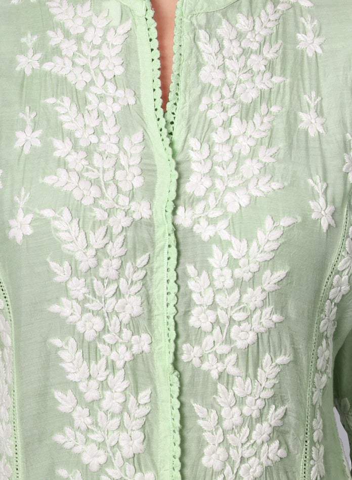 Alaya Women Hand Embroidered Chikankari Cotton Kurta-AL3888  - Image 5