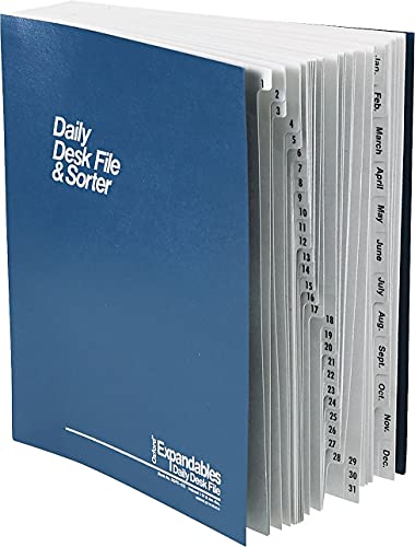 Pendaflex DDF5OX Expanding Desk File, 1-31/Jan-Dec, Letter, Acrylic-Coated Pressboard, Dark Blue (DDF5-OX) - Image 2