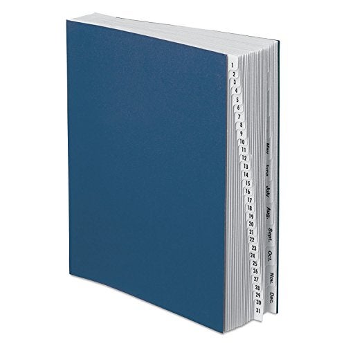 Pendaflex DDF5OX Expanding Desk File, 1-31/Jan-Dec, Letter, Acrylic-Coated Pressboard, Dark Blue (DDF5-OX) - Image 1